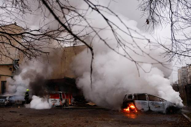 Aftermath of a Russian missile and drone attack, in Kyiv