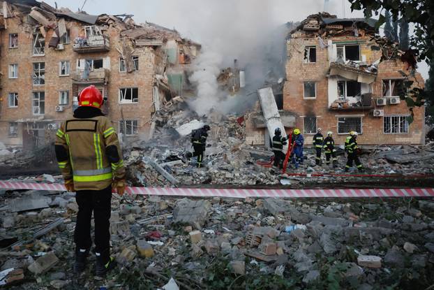 Aftermath of a Russian missile and drone attack in Kyiv