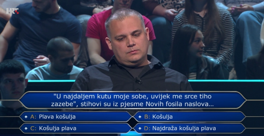 Zadranin u Milijunašu pao na 10. pitanju o hit pjesmi Novih fosila: Znate li vi odgovor?