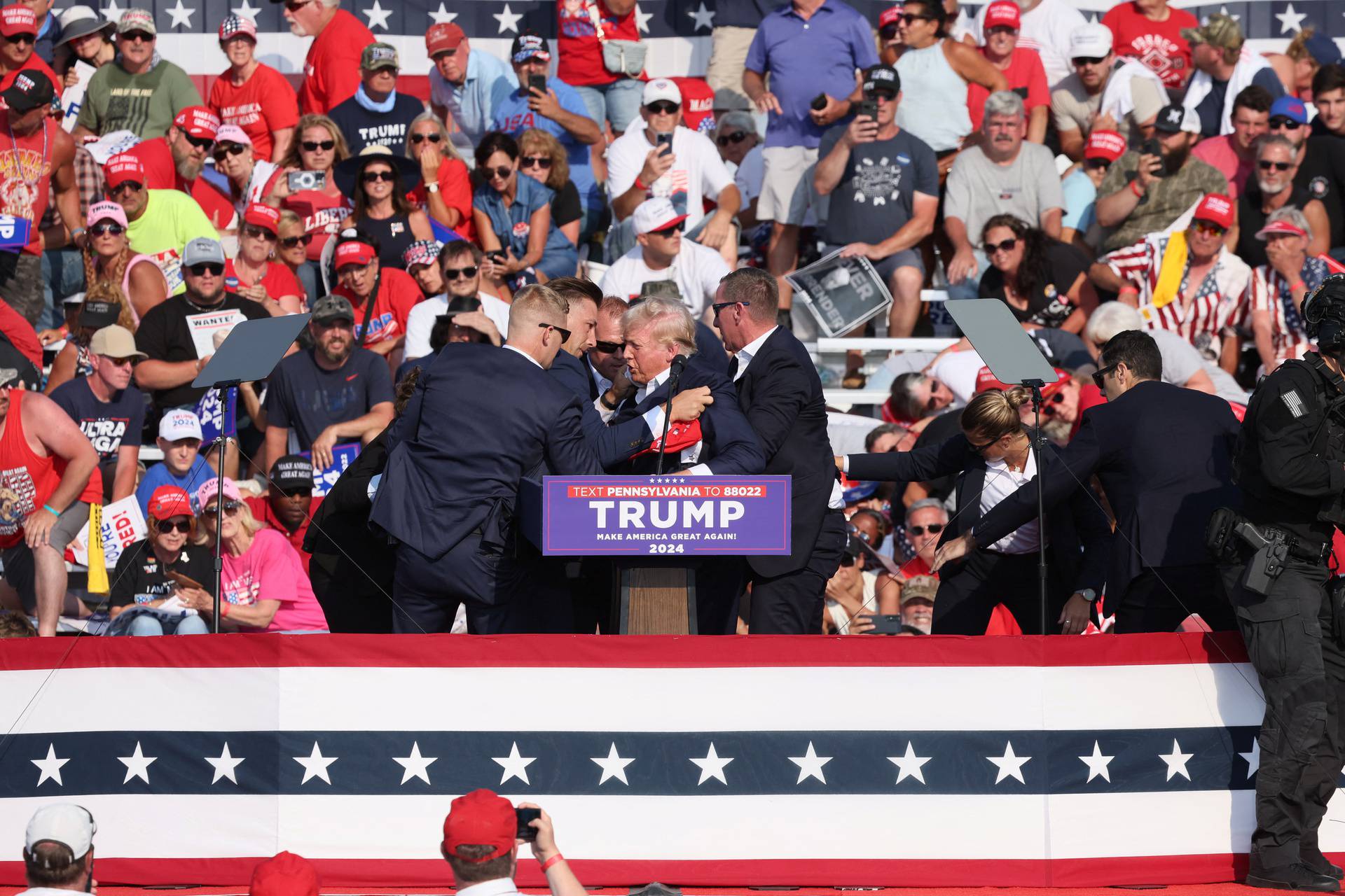 Republican presidential candidate Donald Trump holds a campaign rally in Butler