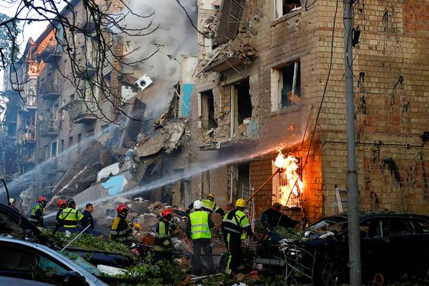 Aftermath of a Russian drone and missile attack in Kyiv