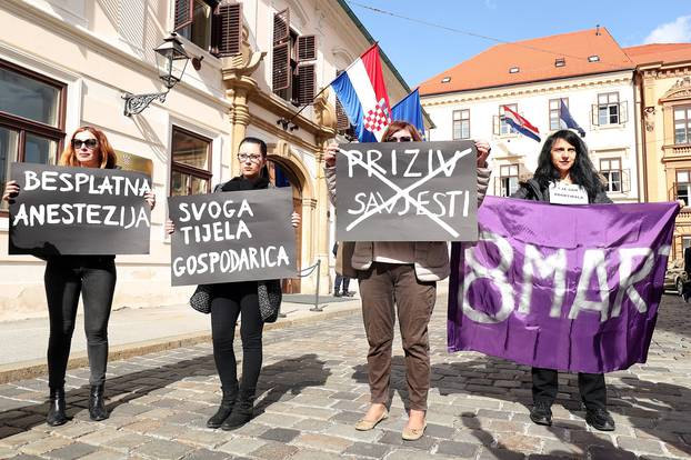 Zagreb: Prosvjed Å½enske mreÅ¾e ispred Vlade za siguran i besplatan pobaÄaj u svim bolnicama