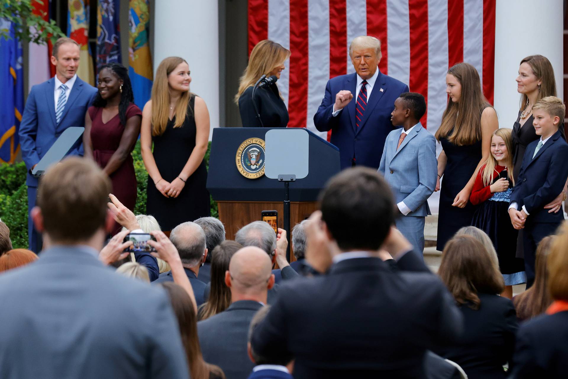 U.S President Donald Trump holds an event to announce his nominee of U.S. Court of Appeals for the Seventh Circuit Judge Amy Coney Barrett to fill the Supreme Court seat