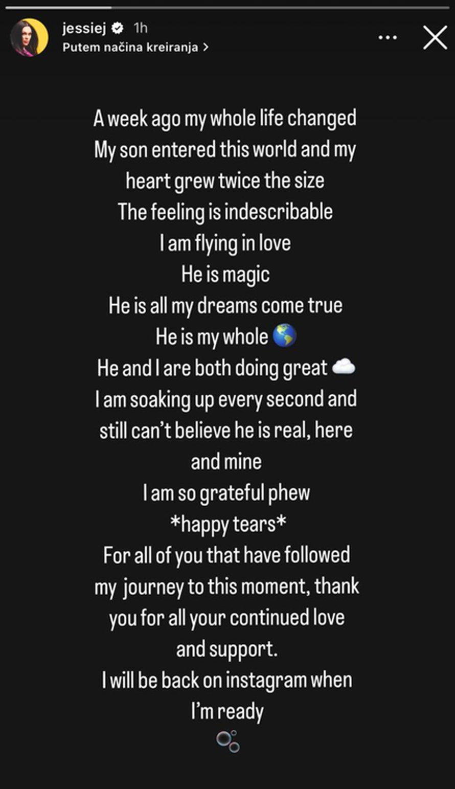 Jessie J izgubila je bebu prije godinu dana, a sad otkrila da je rodila: 'Došao mi je moj sinčić'