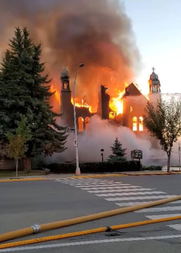 Fire destroys a Catholic church in Morinville, Alberta