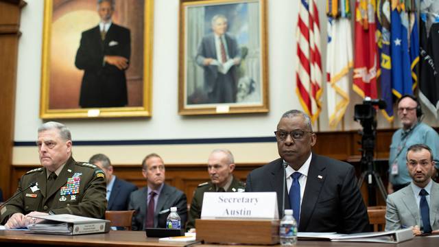 U.S. Defense Sec Austin and Joint Chiefs Chairman Milley testify before a House Armed Services Committee hearing on FY 23 Budget on Capitol Hill