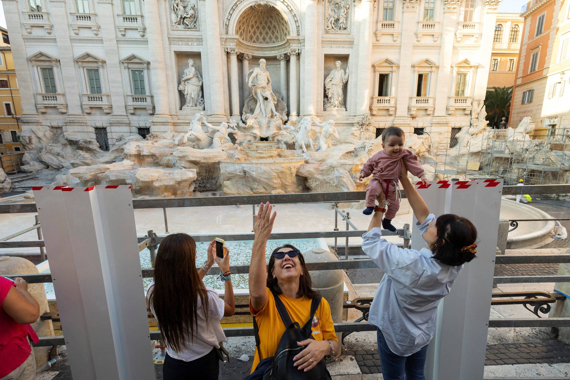 Rome unveils a pool to collect tourists' coins and wishes as Trevi fountain undergoes maintenance works in Rome