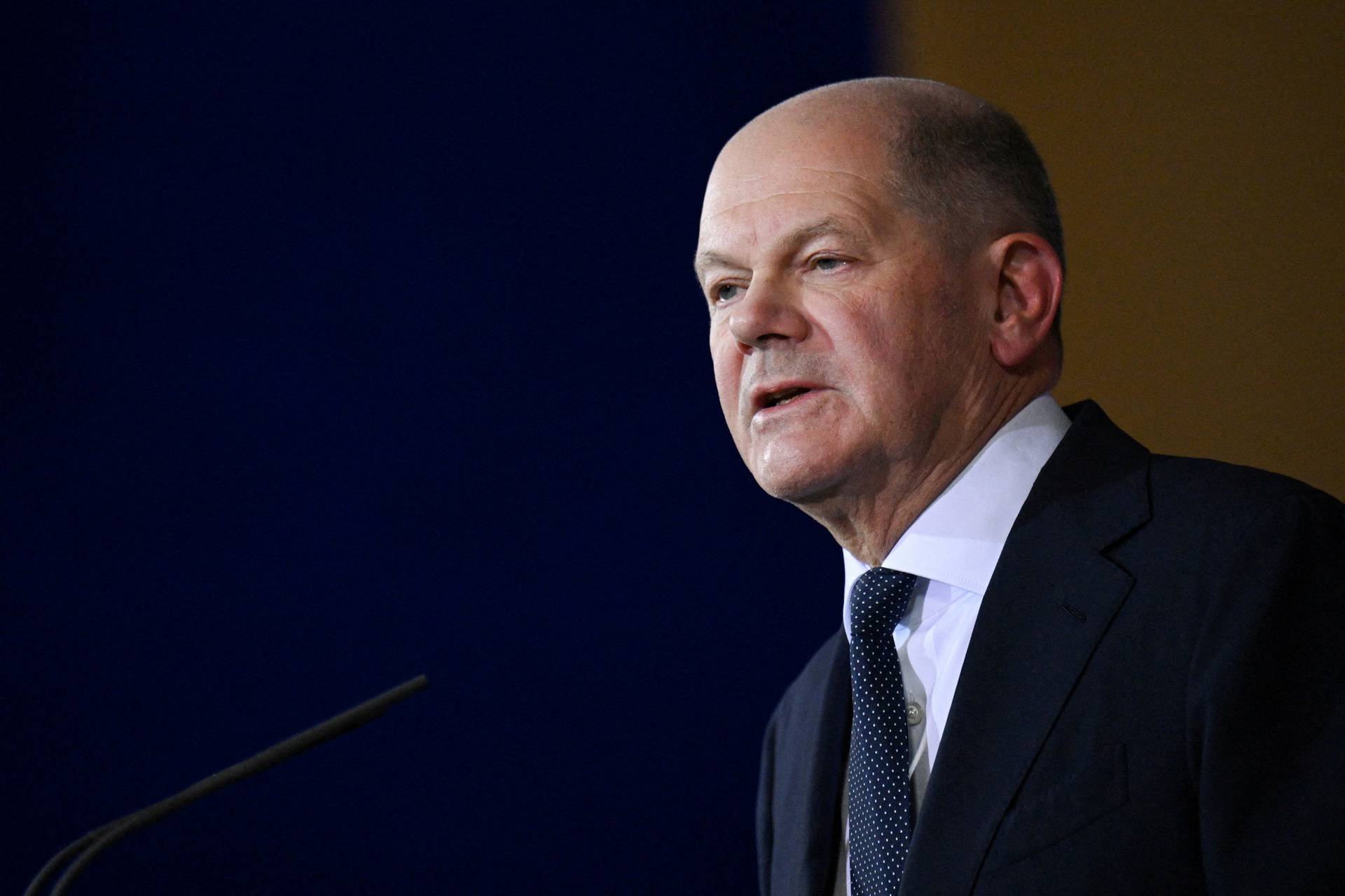 German Chancellor Scholz attends media briefing after sacking Finance Minister Lindner, in Berlin