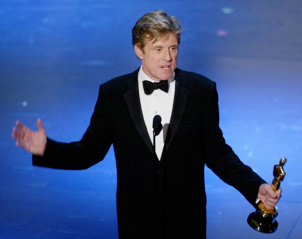 FILE PHOTO: ROBERT REDFORD ACCEPTS HONORARY OSCAR AT ACADEMY AWARDS.