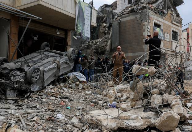 Aftermath of an Israeli strike carried out on Wednesday, in the southern suburbs of Beirut