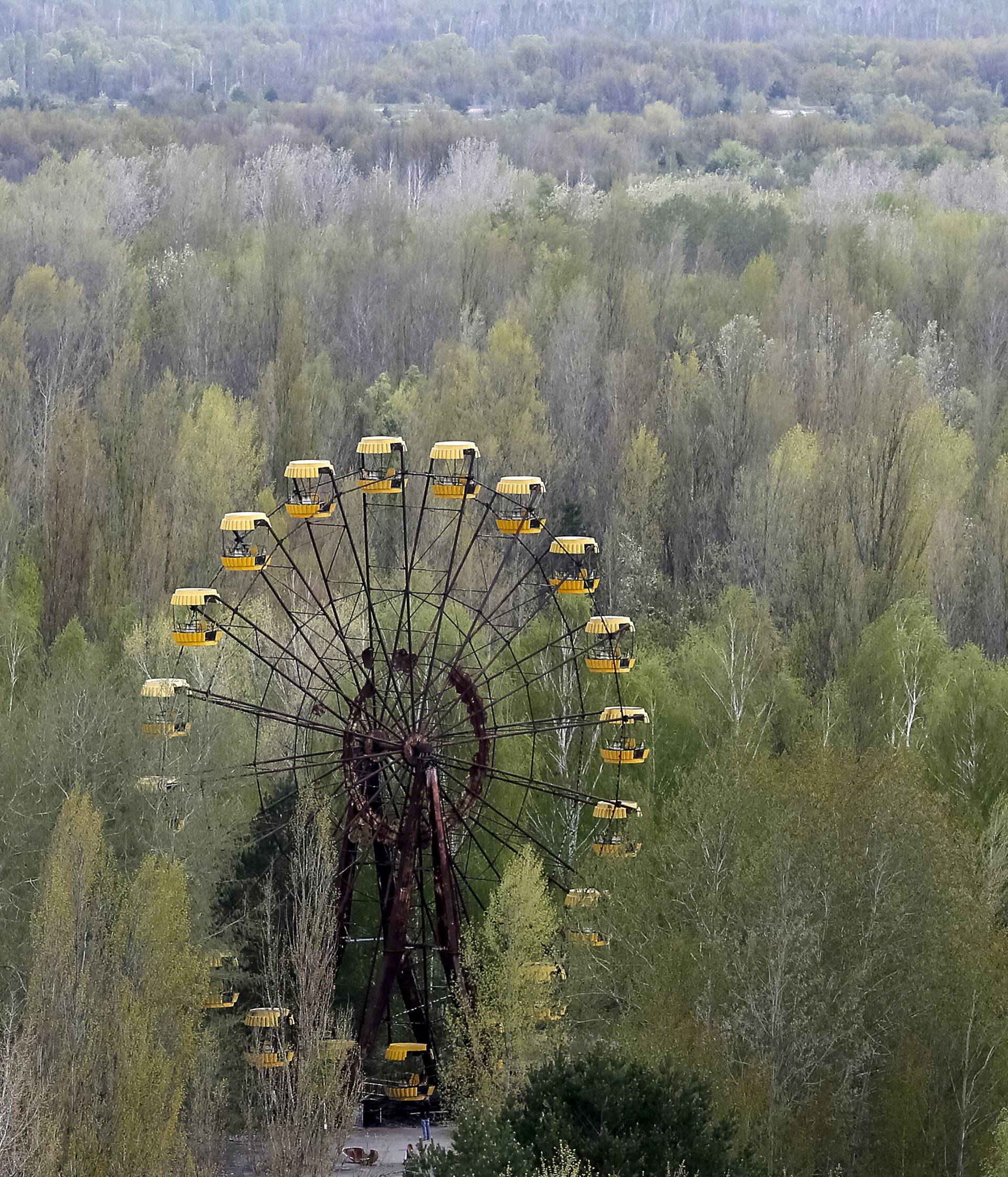 A view of the abandoned city of Pripyat near the Chernobyl nuclear power plant