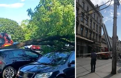 VIDEO Zagrebački vatrogasci na terenima: Palo drvo na aute, s krova zgrade u Ilici je pao lim...