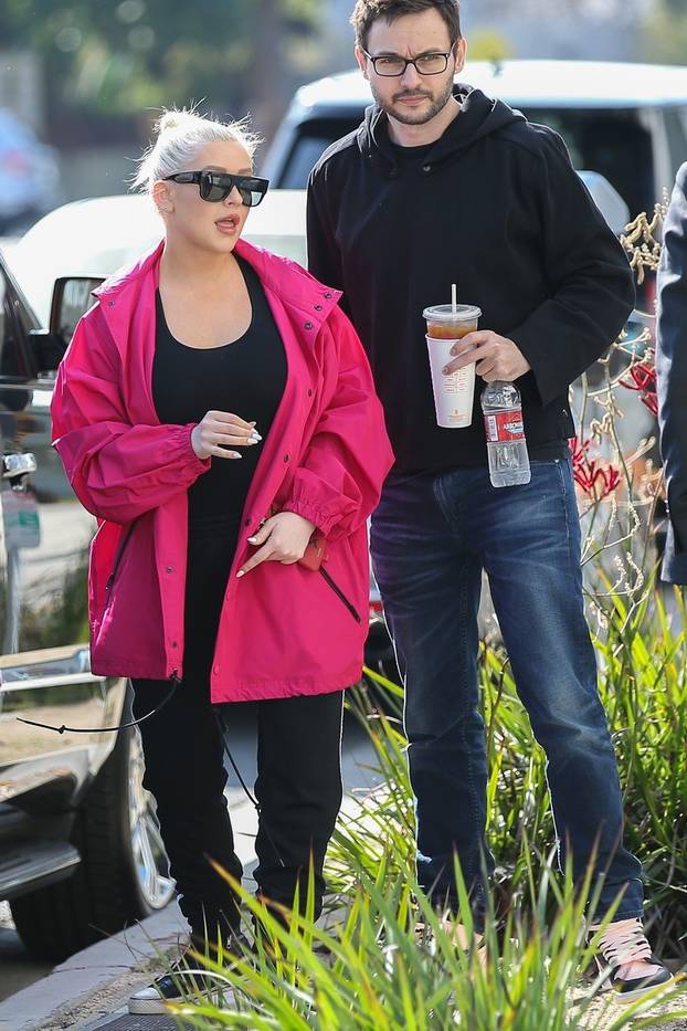*EXCLUSIVE* Christina Aguilera and partner Matthew Rutler pay a visit to a Santa Monica school