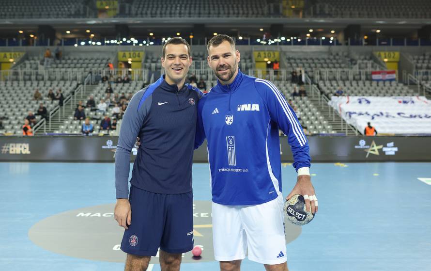 Zagreb: Mateo Maraš iz Paris Saint-Germainea pozdravio se s rukometašima RK Zagreb 