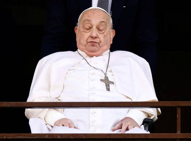 Pope Francis' first public appearance in five weeks on the day of his discharge from Gemelli Hospital, in Rome