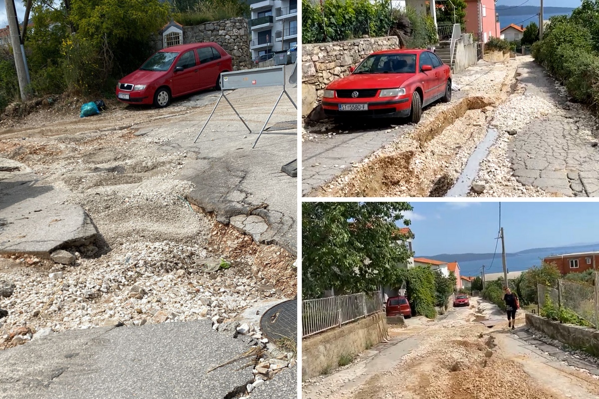 Uživo iz Kaštela: Kiša odnijela čitavu ulicu, auto upao u kanal