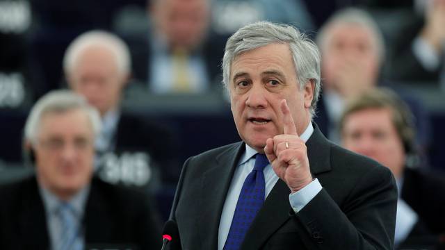 European Parliament's presidential candidate Tajani attends the presentation of the candidates for the election to the office of the President at the European Parliament in Strasbourg