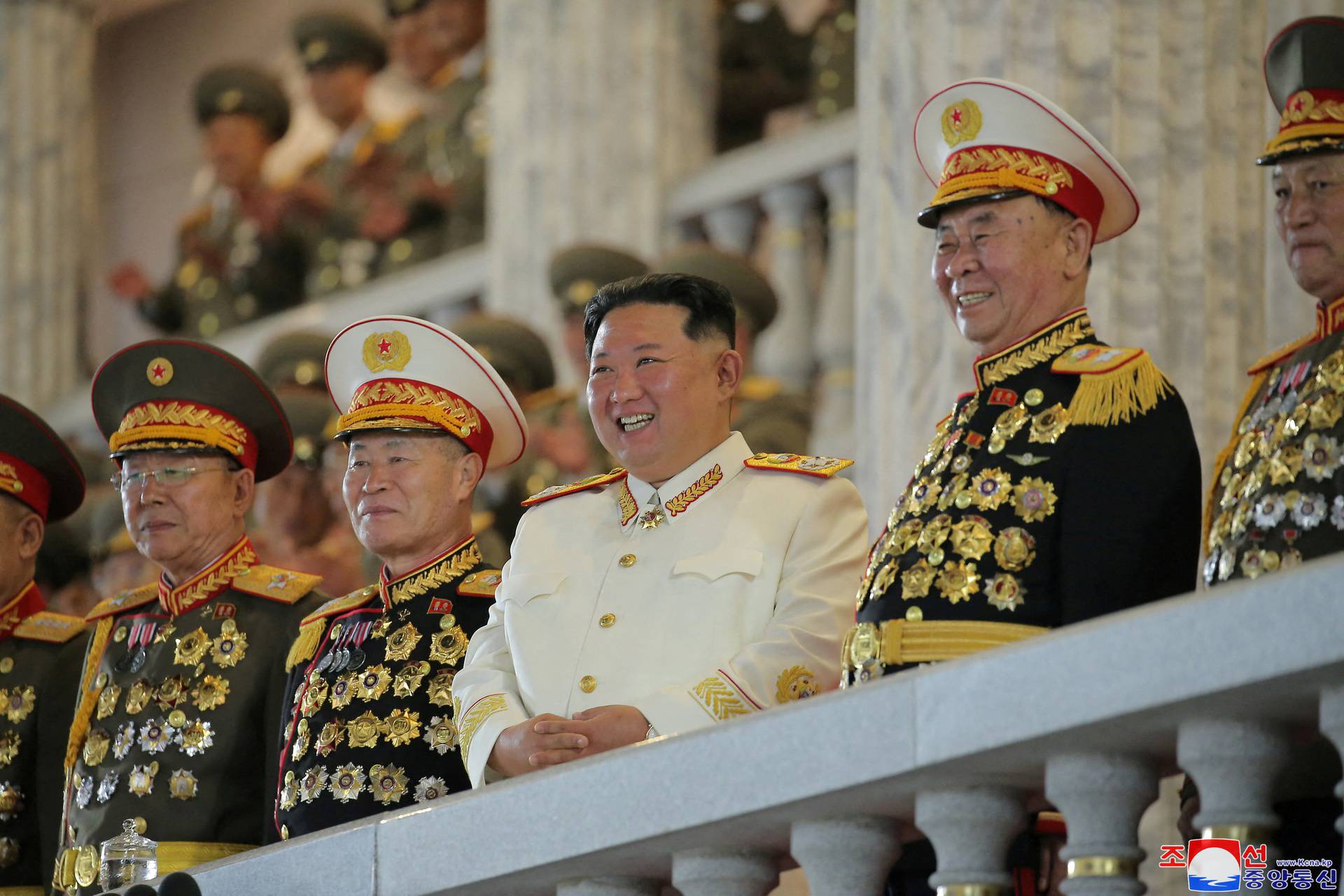 Nighttime military parade to mark the 90th anniversary of the founding of the Korean People's Revolutionary Army in Pyongyang