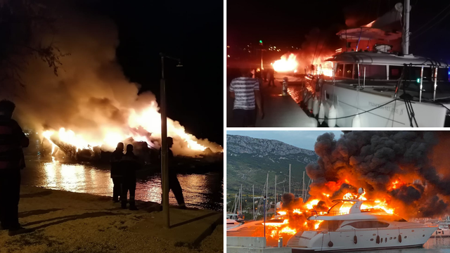 UŽIVO IZ MARINE: Jedan brod se zapalio i otplutao. Vatra se proširila na još pet brodova