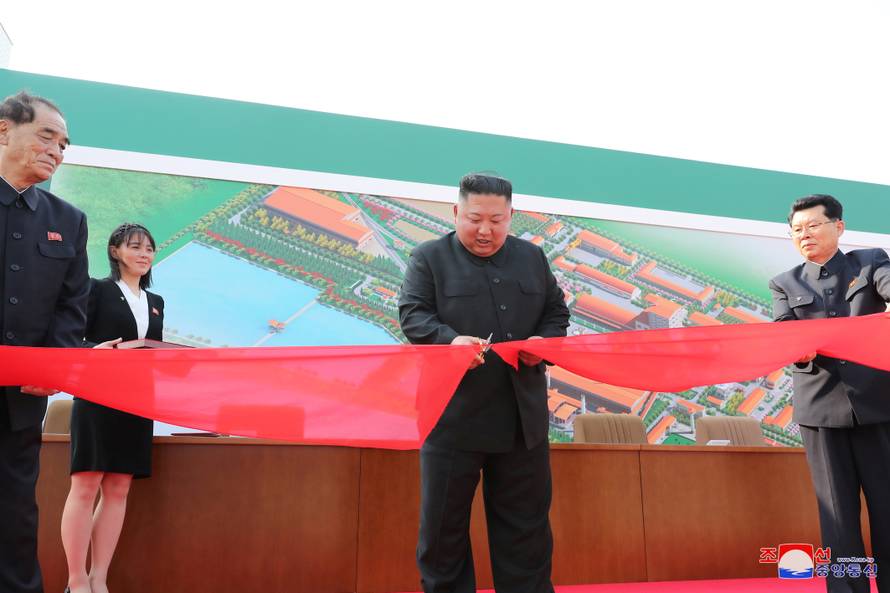 North Korean leader Kim Jong Un attends the completion of a fertiliser plant north of Pyongyang