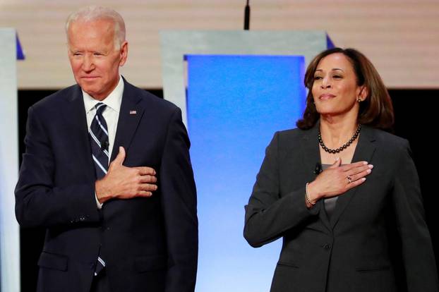 FILE PHOTO: Former Vice President  Biden and Senator Harris take the stage in Detroit