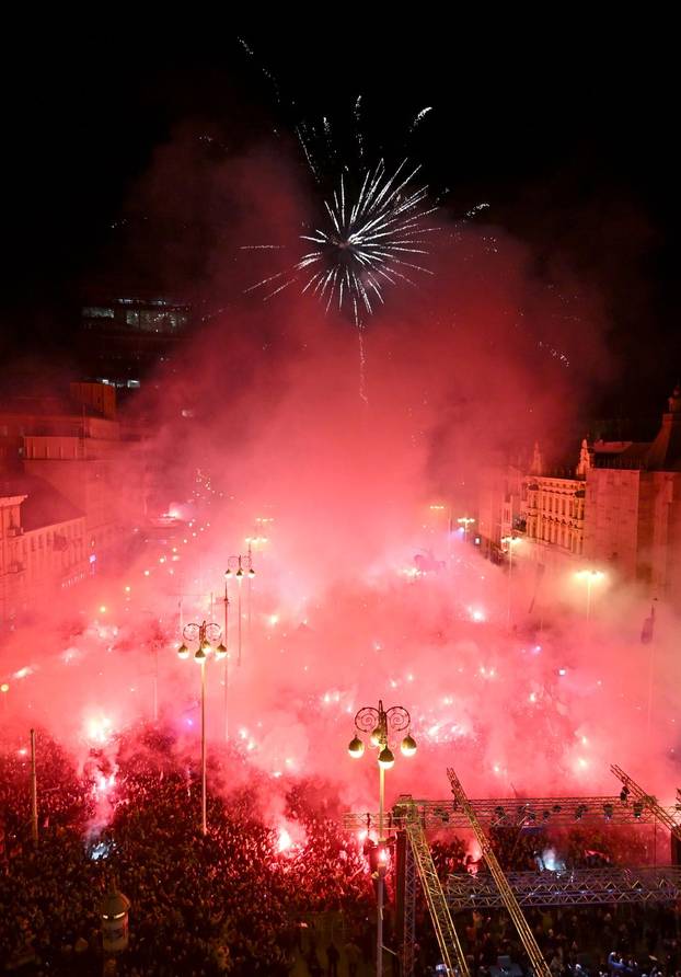 Zagreb: Doček brončanih rukometaša, pogled iz zraka 