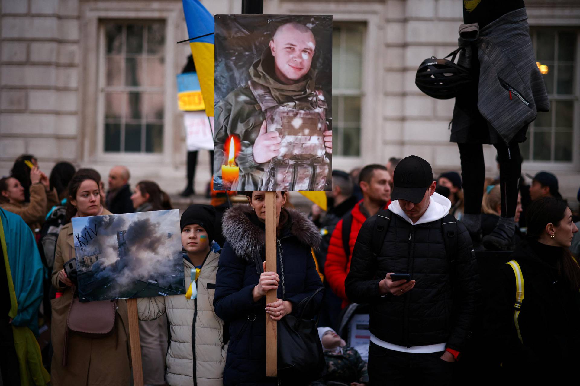 People demonstrate against Russian invasion of Ukraine, in London