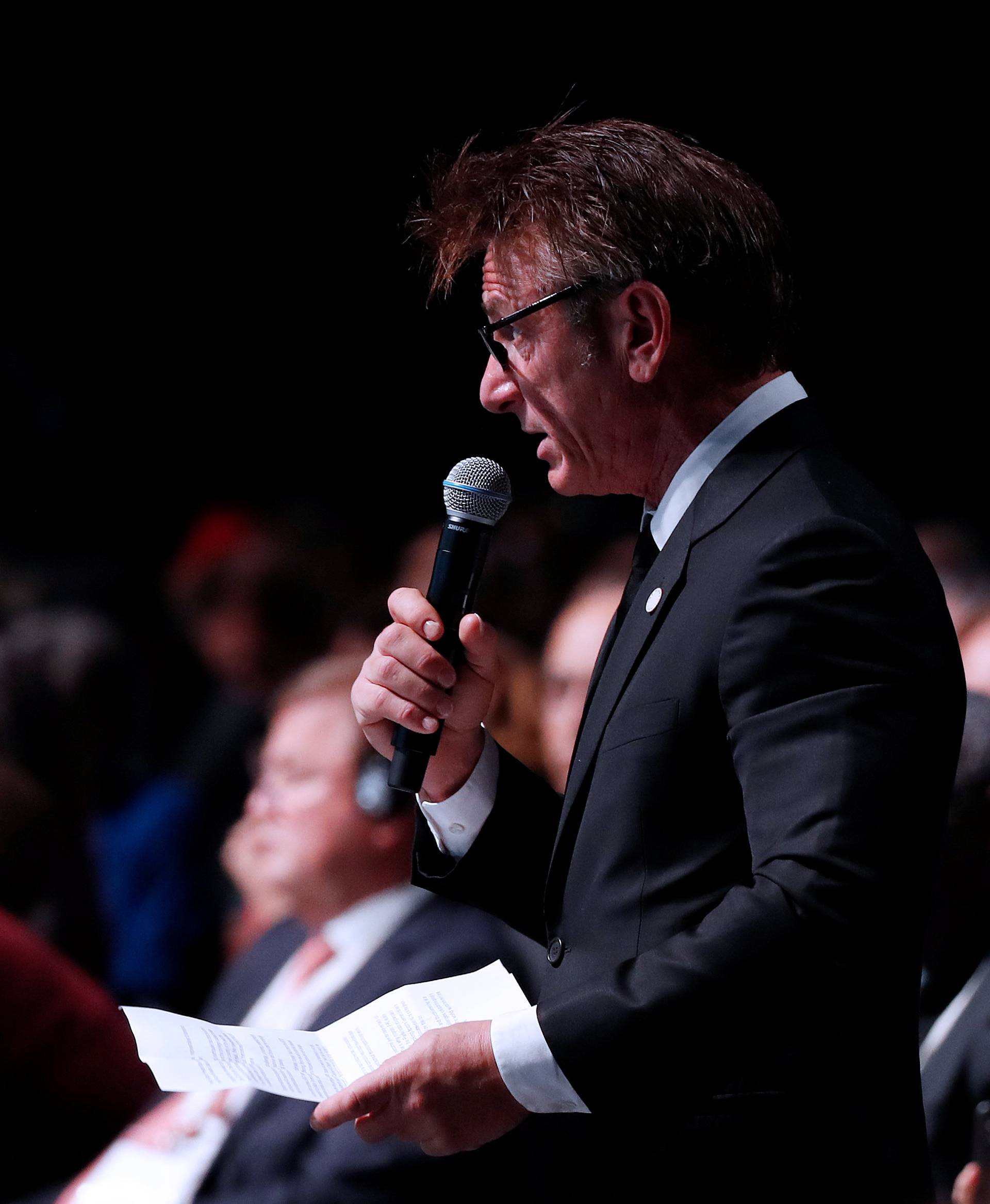 US actor Sean Penn attends the Plenary Session of the One Planet Summit at the Seine Musicale venue in Boulogne-Billancourt