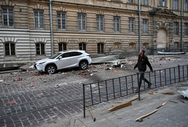 Aftermath of Russian drone strikes in Lviv