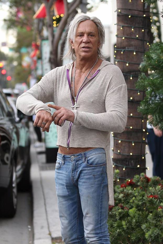 Mickey Rourke heads out for lunch at Mulberry Street Pizzeria