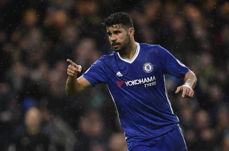 Chelsea's Diego Costa celebrates scoring their third goal