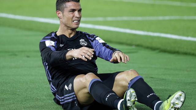 Real Madrid's Cristiano Ronaldo after sustaining an injury