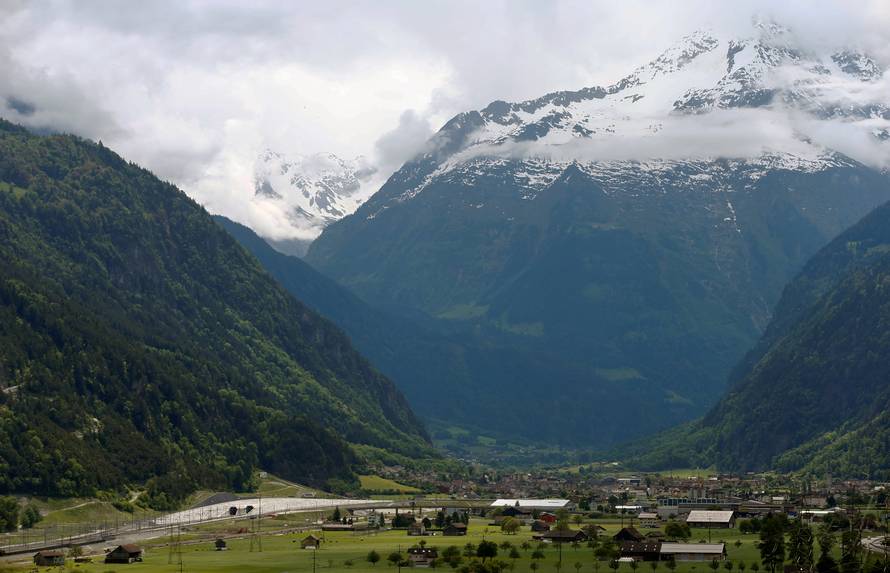 A general view shows the northern gates of the NEAT Gotthard Base Tunnel near Erstfeld