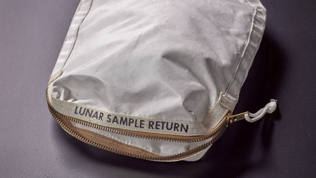 Apollo 11 Contingency Lunar Sample Return Bag used by astronaut Neil Armstrong is seen in an auction house photo