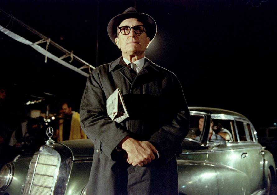 FILE PHOTO: U.S. actor Robert Duvall dons a raincoat and thick-rimmed glasses to portray Nazi Adolf Eichmann dur..