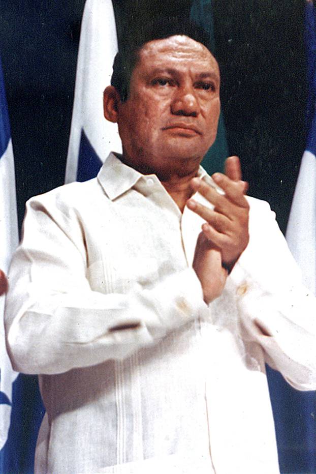 FILE PHOTO: File photo og Panamanian strongman Manuel Antonio Noriega taking part in a news conference in Panama City