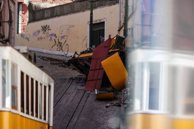 Aftermath of the Gloria Funicular accident in Lisbon
