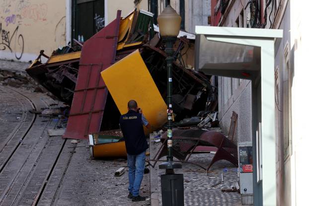 Aftermath of the Gloria Funicular accident in Lisbon