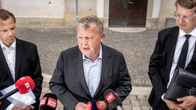 Danish Minister of Foreign Affairs Lars Loekke Rasmussen speaks to journalists in Copenhagen