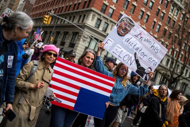 Anti-Trump "Hands Off" protest, in New York City