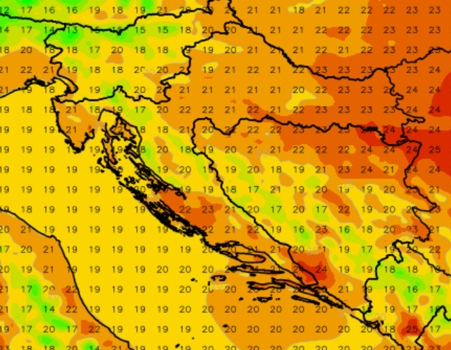 Temperatura u ponedjeljak