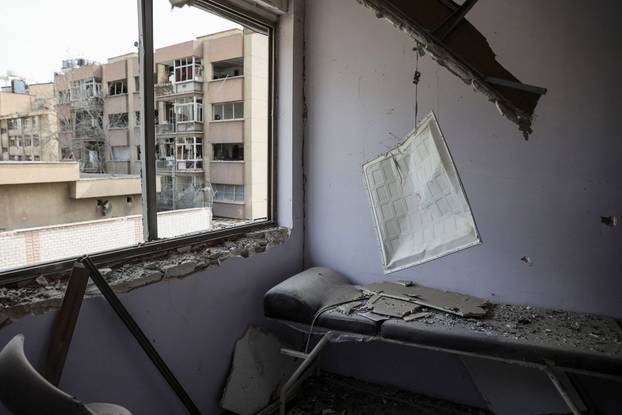 Aftermath of an Israeli and the U.S. strike on Gandhi Hotel Hospital, in Tehran