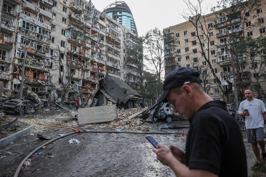Aftermath of overnight Russian missile and drone strikes, in Kyiv