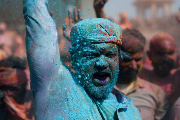 "Lathmar Holi" celebrations in Nandgaon village