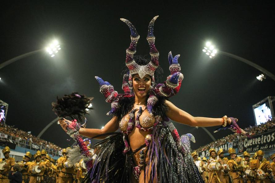 Parade of the samba school Nene de Vila Matilde in Carnival 2013 at the Sambodrome, in Sao Paulo.