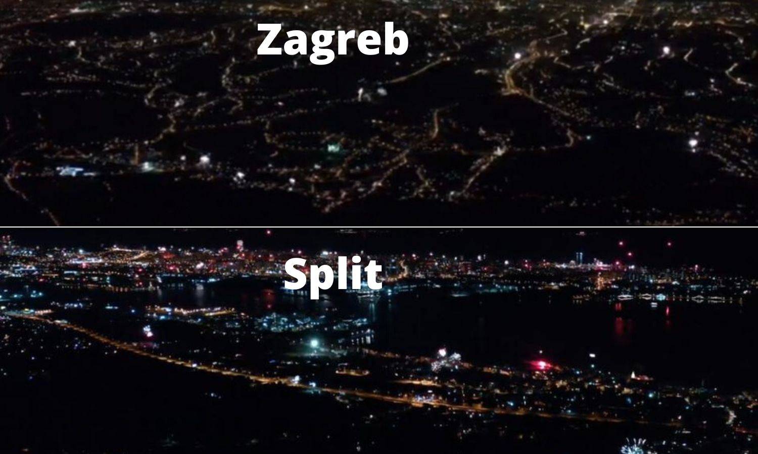 Snimke iz zraka: Evo kako su Split i Zagreb dočekali Novu