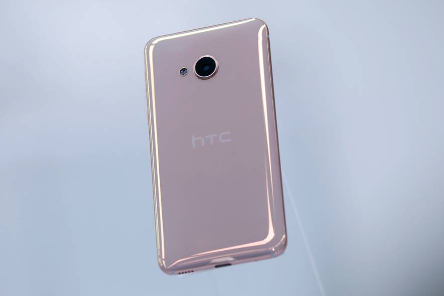 The new HTC smartphone "U Play" is displayed after its launch event in Taipei