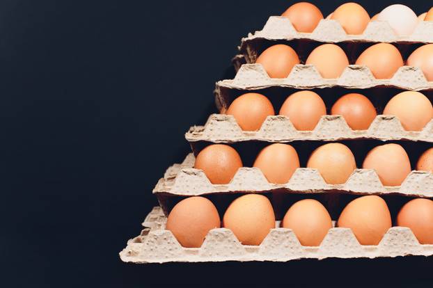 brown eggs Paper trays containers paper. many