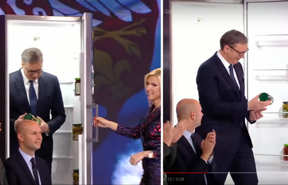 Nije za*ebancija, ima i video: Vučić u emisiji izašao iz frižidera i voditeljici poklonio krastavce