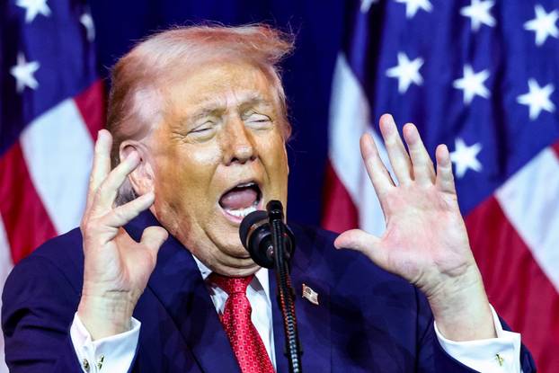 U.S. President Donald Trump addresses House Republicans at the Kennedy Center in Washington